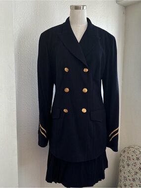 DKNY Vintage Navy two piece set- blazer and pleated skirt